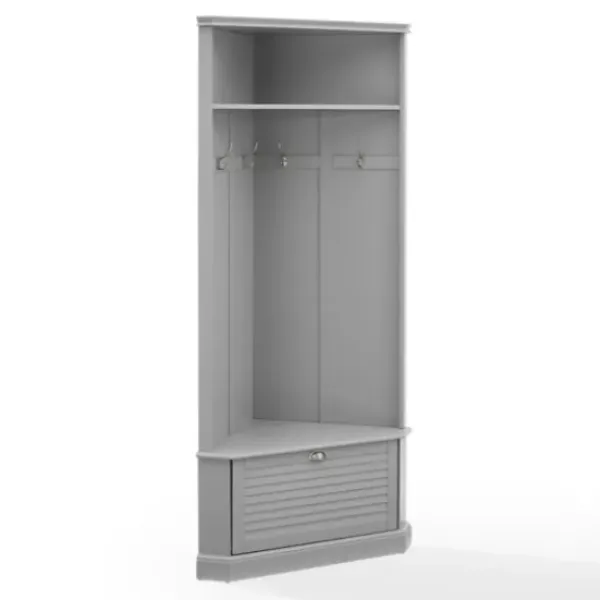Entryway Furniture-Kirkland's Home Wood Drop Door Corner Hall Tree Gray