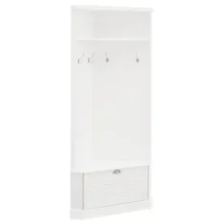Entryway Furniture-Kirkland's Home Wood Drop Door Corner Hall Tree White