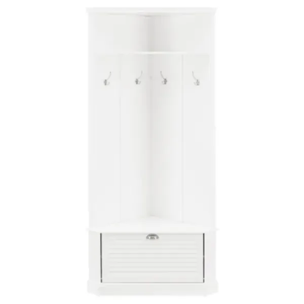 Entryway Furniture-Kirkland's Home Wood Drop Door Corner Hall Tree White