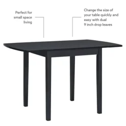 Dining Tables-Kirkland's Home Wood Drop Leaf Dining Table Black