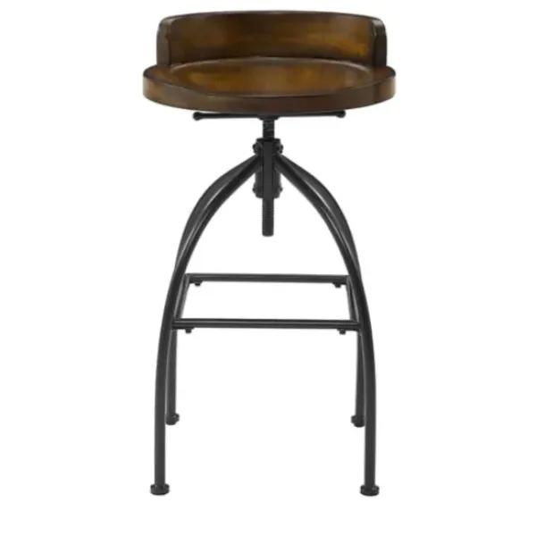 Bar Stools & Counter Height Stools-Kirkland's Home Wood Edgar Industrial Adjustable Stool Brown