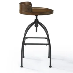 Bar Stools & Counter Height Stools-Kirkland's Home Wood Edgar Industrial Adjustable Stool Brown