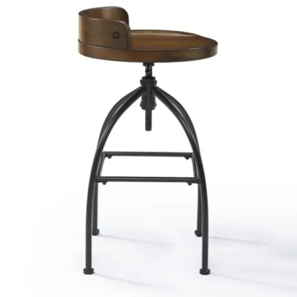 Bar Stools & Counter Height Stools-Kirkland's Home Wood Edgar Industrial Adjustable Stool Brown