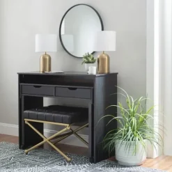 Office Furniture-Kirkland's Home Wood Extendable Desk Black