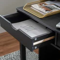 Office Furniture-Kirkland's Home Wood Extendable Desk Black