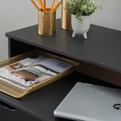Office Furniture-Kirkland's Home Wood Extendable Desk Black