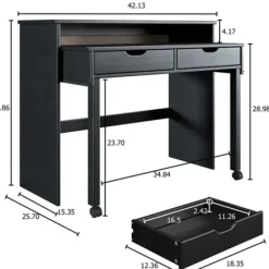 Office Furniture-Kirkland's Home Wood Extendable Desk Black