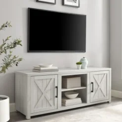 Tv Stands & Media Consoles-Kirkland's Home Wood Farmhouse Media Cabinet White