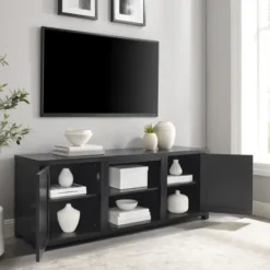 Tv Stands & Media Consoles-Kirkland's Home Wood Farmhouse Media Cabinet Black