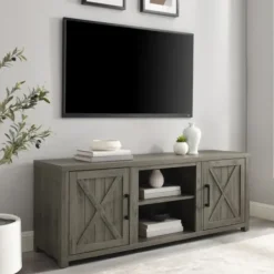 Tv Stands & Media Consoles-Kirkland's Home Wood Farmhouse Media Cabinet Gray