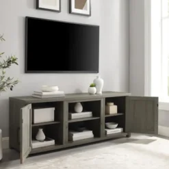 Tv Stands & Media Consoles-Kirkland's Home Wood Farmhouse Media Cabinet Gray