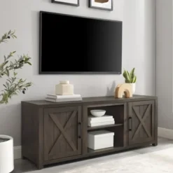 Tv Stands & Media Consoles-Kirkland's Home Wood Farmhouse Media Cabinet Brown