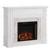 Tv Stands & Media Consoles-Kirkland's Home Wood Faux Marble Led Media Fireplace White