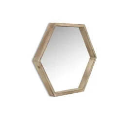 Decorative Mirrors-Kirkland's Home Wood Frame Hexagon Wall Mirror