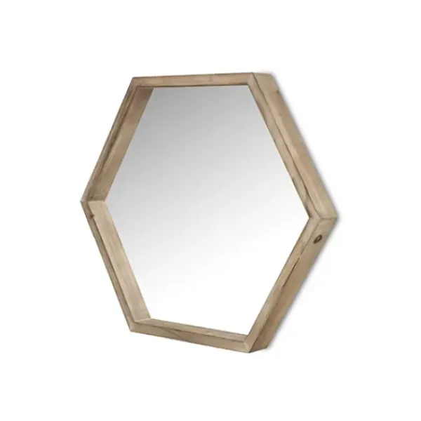 Decorative Mirrors-Kirkland's Home Wood Frame Hexagon Wall Mirror