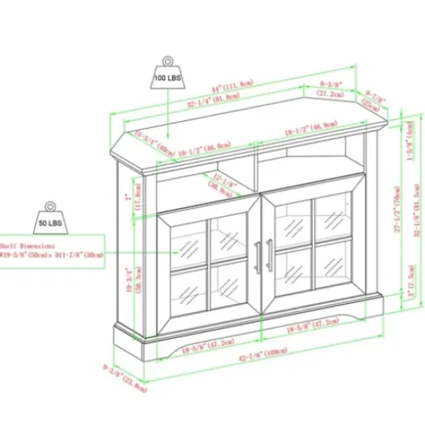 Tv Stands & Media Consoles-Kirkland's Home Wood Glass Pane Door Corner Tv Stand White