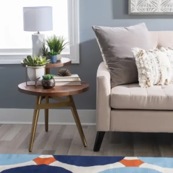 Accent & End Tables-Kirkland's Home Wood Gold Accent Tiered Side Table Brown