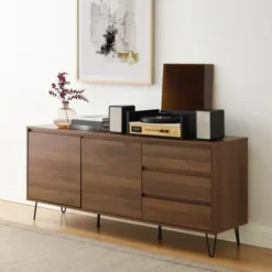 Tv Stands & Media Consoles-Kirkland's Home Wood Hairpin Legs Media Cabinet Brown