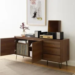 Tv Stands & Media Consoles-Kirkland's Home Wood Hairpin Legs Media Cabinet Brown