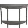 Console Tables-Kirkland's Home Wood Half Moon Console Table Gray