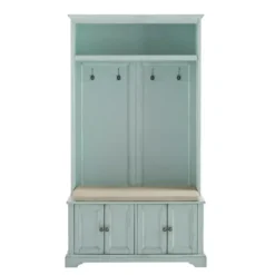 Entryway Furniture-Kirkland's Home Wood Hall Tree With Cushioned Bench Blue