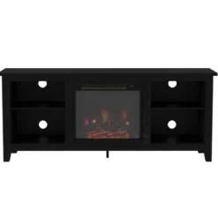 Tv Stands & Media Consoles-Kirkland's Home Wood Led Fireplace Media Cabinet Black