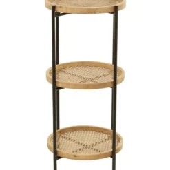 Accent & End Tables-Kirkland's Home Wood Mesh Woven 3-Tier Accent Table Brown