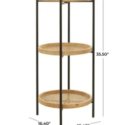 Accent & End Tables-Kirkland's Home Wood Mesh Woven 3-Tier Accent Table Brown