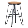 Bar Stools & Counter Height Stools-Kirkland's Home Wood Metal Black Industrial Adjustable Stool Brown
