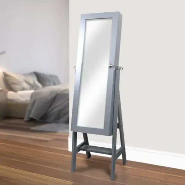 Full Length & Floor Mirrors-Kirkland's Home Wood Mirror Armoire Gray