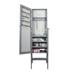 Full Length & Floor Mirrors-Kirkland's Home Wood Mirror Armoire Gray