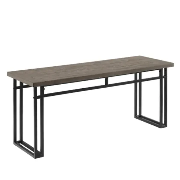 Dining Chairs-Kirkland's Home Wood Modern Dining Bench Gray