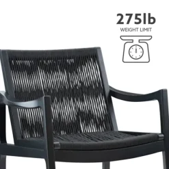 Accent Chairs-Kirkland's Home Wood Modern Woven Rocking Chair Black