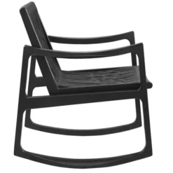 Accent Chairs-Kirkland's Home Wood Modern Woven Rocking Chair Black