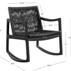Accent Chairs-Kirkland's Home Wood Modern Woven Rocking Chair Black