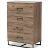 Dressers & Chests-Kirkland's Home Wood Oak Finish 4-Drawer Chest Brown