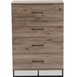 Dressers & Chests-Kirkland's Home Wood Oak Finish 4-Drawer Chest Brown