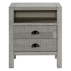 Nightstands-Kirkland's Home Wood Open Shelf Nightstand Gray
