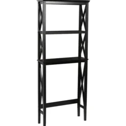 Bathroom Furniture-Kirkland's Home Wood Over-Toilet 3-Tier Shelf Black