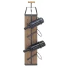 Wall Storage-Kirkland's Home Wood Panel Black Metal Wine Rack Brown