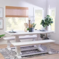 Dining Tables-Kirkland's Home Wood Pedestal Dining Table White