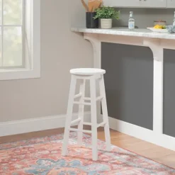 Bar Stools & Counter Height Stools-Kirkland's Home Wood Pub Classic Backless Bar Stool White