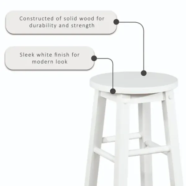 Bar Stools & Counter Height Stools-Kirkland's Home Wood Pub Classic Backless Bar Stool White