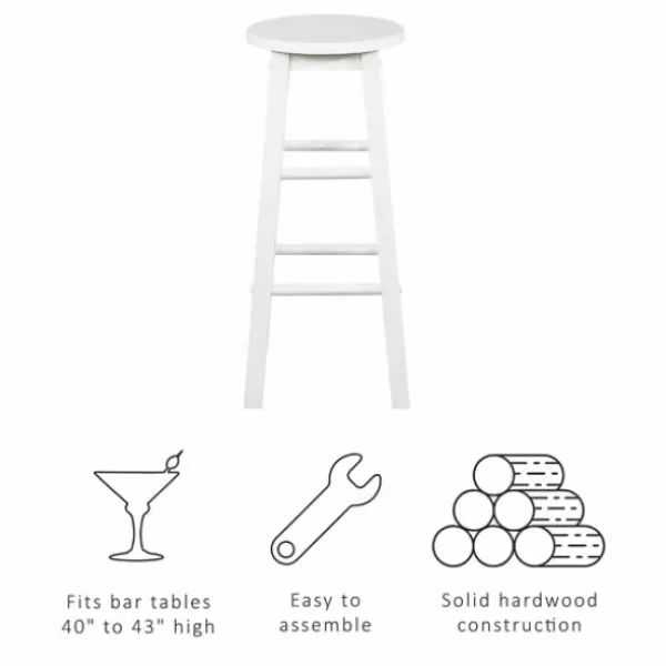 Bar Stools & Counter Height Stools-Kirkland's Home Wood Pub Classic Backless Bar Stool White