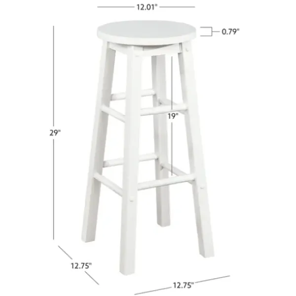 Bar Stools & Counter Height Stools-Kirkland's Home Wood Pub Classic Backless Bar Stool White