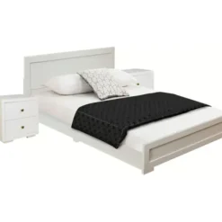 Beds & Headboards-Kirkland's Home Wood Queen Platform Bed And 2-Nightstand Set White