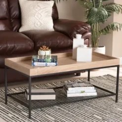Coffee Tables-Kirkland's Home Wood Raised Edge Coffee Table Brown