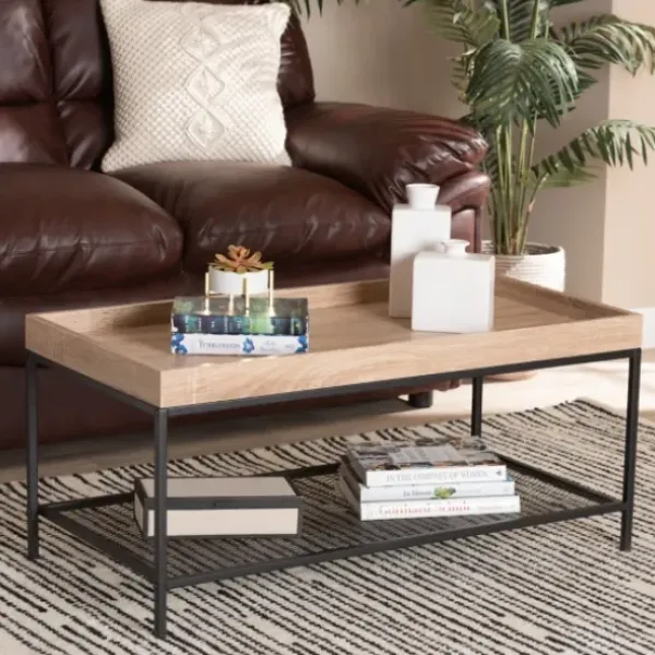 Coffee Tables-Kirkland's Home Wood Raised Edge Coffee Table Brown