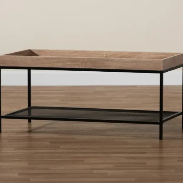 Coffee Tables-Kirkland's Home Wood Raised Edge Coffee Table Brown
