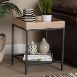 Accent & End Tables-Kirkland's Home Wood Raised Edge Side Table Brown